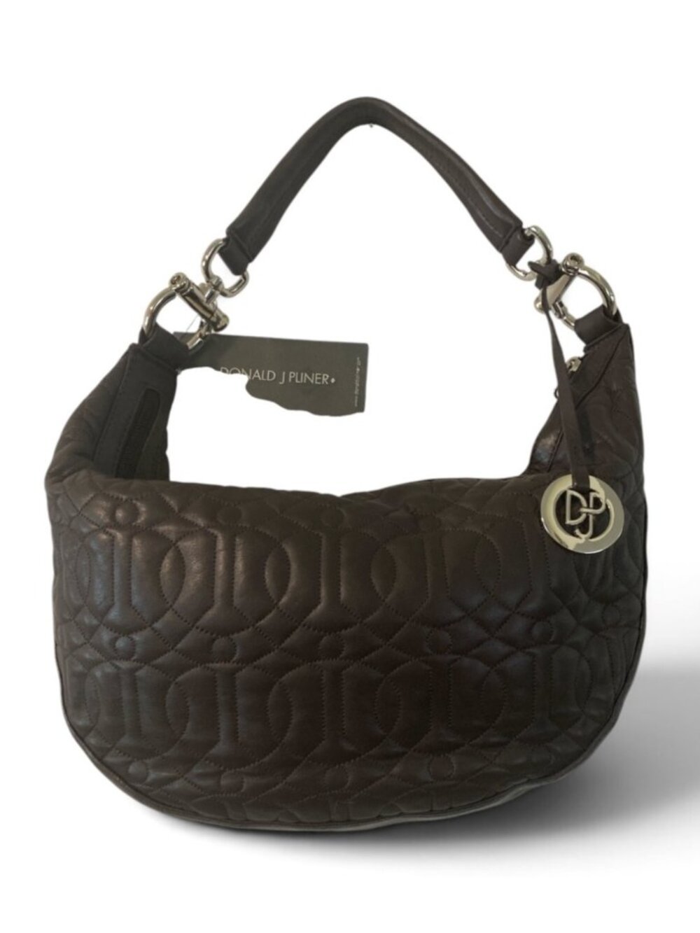 Donald J Pliner Lamb Touch Leather Hobo Bag Expresso Brown NEW